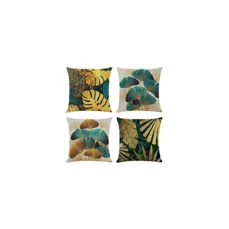 Housse de coussin décorative 4545, lot de 4 housses, couleur or pétrole, canapé, salon, coussin décoratif, housse de coussin, style rustique, coussin décoratif en lin, jardin, extérieur, coussin de ca (1/5)