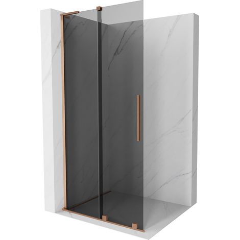 Mexen Velar L Duschwand Walk-in 90 x 200 cm, Graphit 8 mm, gebürstetes Kupfer - 871-090-003-43-65 (1/5)