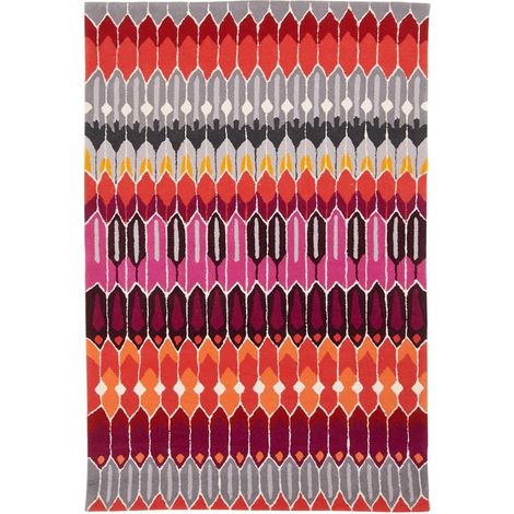Tapis salon et chambre en laine 120x180 gris et violet fait main (1/4)