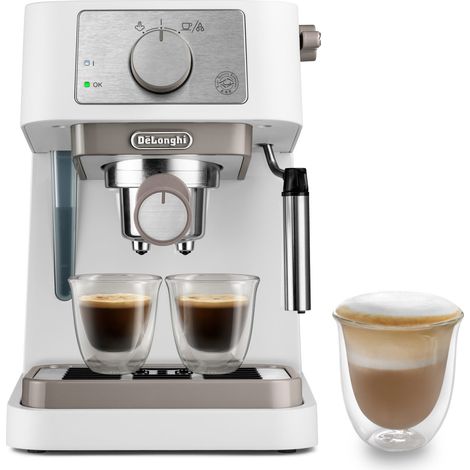 De'Longhi Stilosa EC260.W, Macchina da Caffe per Polvere o Cialde E.S.E., Sistema Latte Manuale per Cappuccino, Serbatoio Estraibile da 1.1 L, Caldaia Acciaio Inox, Spegnimento Automatico, Bianco (1/7)