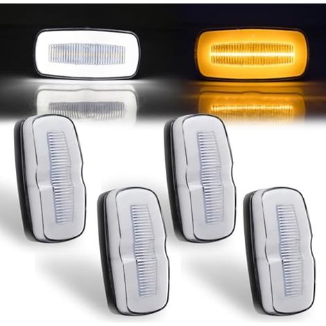 4PCS Feux de Gabarit Blanc, Feux Gabarit LED 24V Dynamique Feu de Gabarit Remorque pour Remorque Camion RV Caravan Bus Bateaux (1/5)