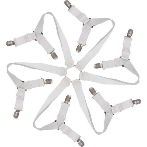 Drap Housse Drap Attaches Réglable 6 Côtés, Feuilles de Literie Bretelles, Convient pour Tous les Matelas Ronds et Carrés-Toweter (3 Voies Blanc)