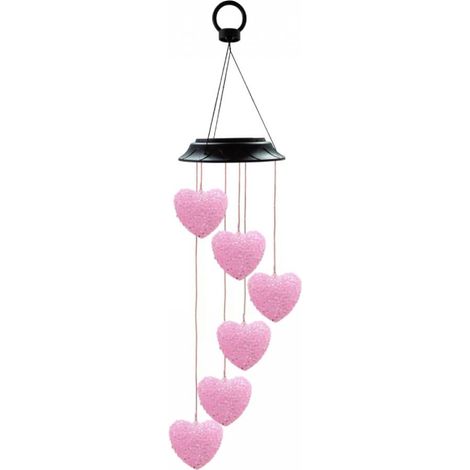 Guirlande Éolienne Solaire en Forme de Cœur - Lampe LED Étanche à Changement de Couleur - Décoration Extérieure et Intérieure pour Jardin, Cour, Maison - 1 Pièce (1/5)
