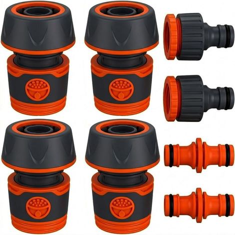 8 Pièces Raccord Tuyau d’Arrosage 19mm, 4 Raccords + 2 Nez de Robinet + 2 Raccords Doubles, Raccord de Tuyau 3/4 Pouce pour Arrosage Jardin, Tuyaux et Lavage de Voiture (1/5)