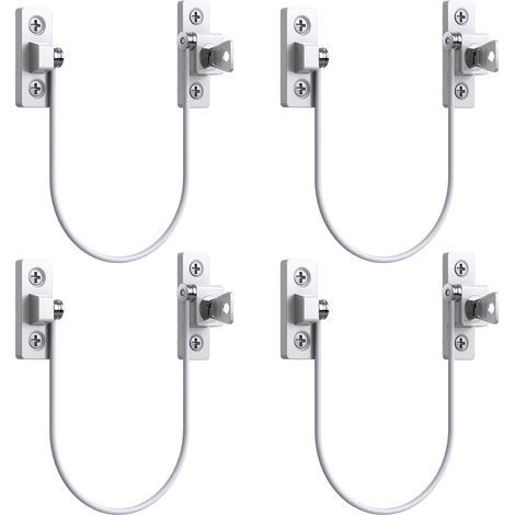 4pcs Entrebâilleur Fenêtre Porte Restricteur de Porte de Fenêtre Verrou Fenetre UPVC Verrouillage de Limite Verrou de Sécurité Câble Serrure de Limite Avec Clé et Vis (1/5)