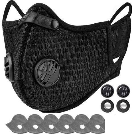 Masque Anti-poussière Lavable Réutilisable avec 6Filtres pour La Course à Pied, Le Cyclisme, Les Activités de Plein Air, (1/5)