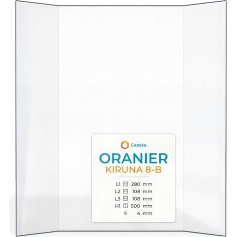 Vitre Oranier KIRUNA 8-B - Verre Prismatique pour insert - (108 + 280 + 108) x 500 mm (L2+L1+L3 x H1) - 4 mm