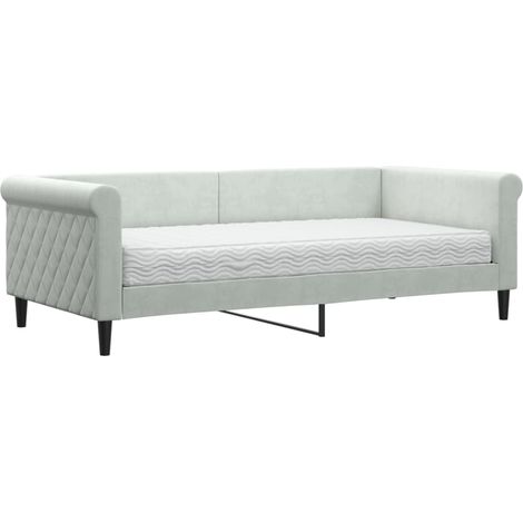 Maison Exclusive - Tagesbett mit Matratze Hellgrau 90x190 cm Samt