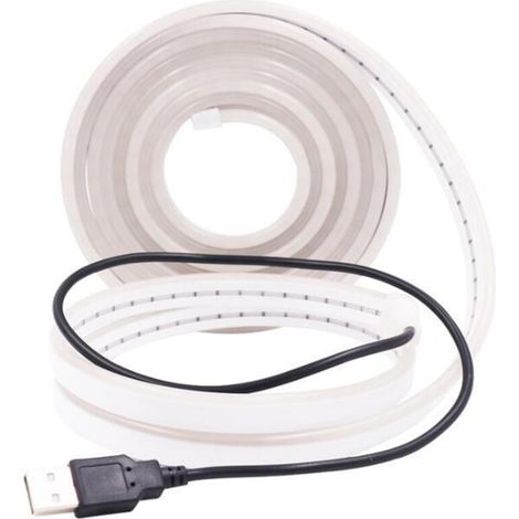 Neon-LED-Streifen 3 m, 5 V, 3000 K warmweißer LED-Streifen, flexibler, wasserdichter, zuschneidbarer Silikon-LED-Lichtstreifen für Innendekoration, Schlafzimmer, DIY-Schilder (USB) (1/3)