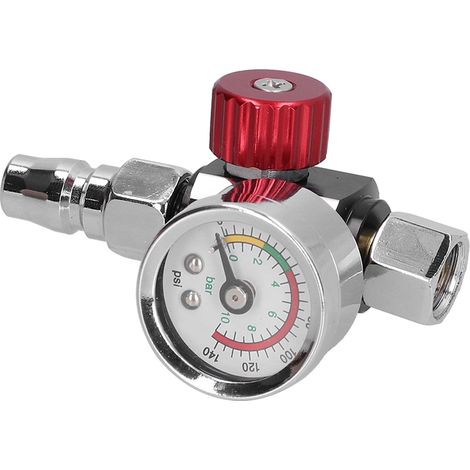 Druckluft-Farbpistole mit G1/4-Druckregler, Manometer und Präzisions-Einstellventil für Kompressor (1/5)