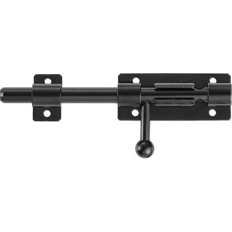 Serrure coulissante robuste pour portail, verrou de sécurité avec trou pour cadenas, acier inoxydable 304, noir mat, longueur 160 mm, épaisseur 14 mm. (1/5)