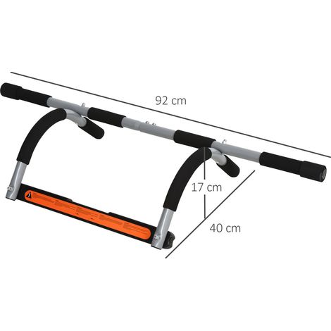 Barre de traction multifonction, support d'entraînement porte, barre fixe en acier avec poignées en mousse, noir et gris, 92x40x17 cm, idéale pour le fitness à domicile, kit de musculation. (1/5)
