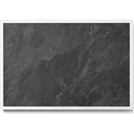 Tableau Magnétique en Métal Tableau pour Magnet - Motif Structure en pierre foncée - Minimaliste - Cadre Blanc - 60x40 cm - Plaque Magnétique