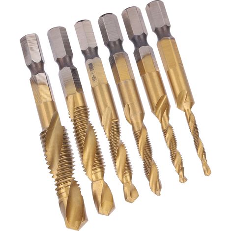 Kit de 6 forets taraudeurs en acier rapide 6542 (M10, M8, M6, M5, M4, M3) - Outils de taraudage longs (1/5)