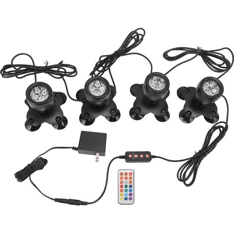 Projecteur LED sous-marin IP68 - Modèle étanche ABS, base réglable 360°, 13 couleurs statiques, télécommande incluse pour bassin et jardin (1/5)