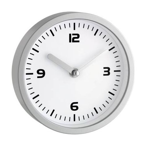 Horloge murale TFA Dostmann 60.3012 à quartz 16 cm x 45 mm argent pour salle de bain / pièce humide (1/3)