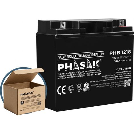 Batería Phasak PHB 1218 compatible con SAI/UPS PHASAK según especificaciones