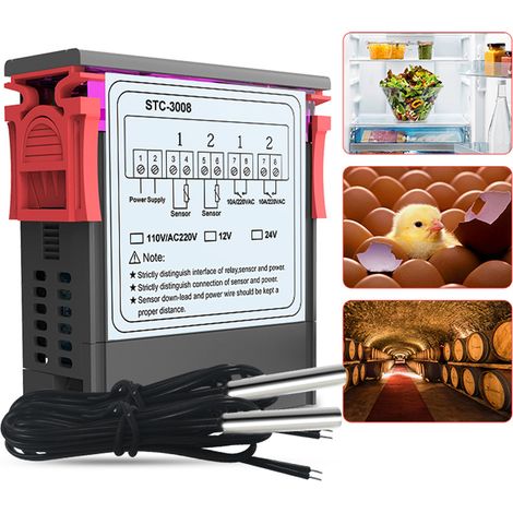 Intelligenter digitaler 24-V-Thermostat, Temperaturregler mit doppelter Steuerung, einstellbarer elektronischer Schalter, Digitalanzeige, Mikrocomputersteuerung. (1/5)