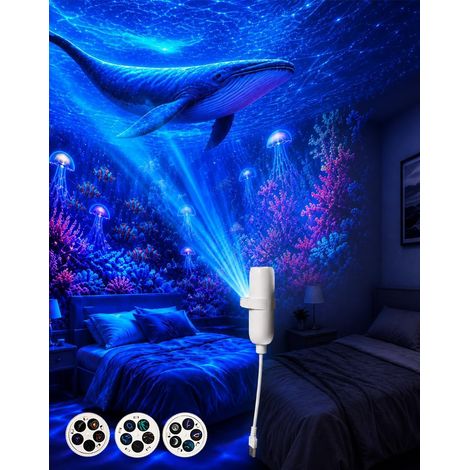 Projecteur HD Smart Dynamic 5D holographique, projecteur galaxie 5 en 1 HD Smart Dynamic Plafond Projecteur, col de cygne flexible à 360 degrés, Plug and Play pour éclairage d'ambiance de sommeil (15