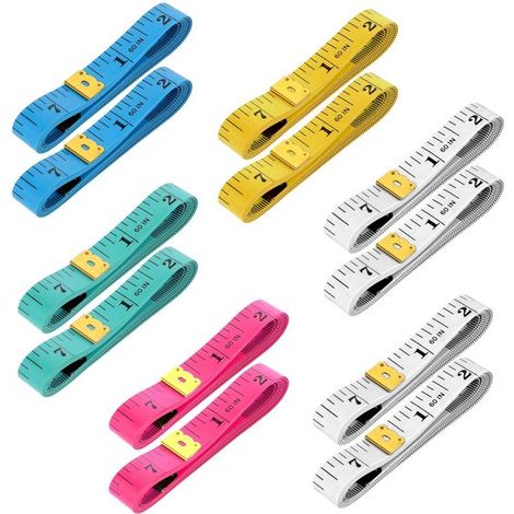 Dailygoods,Metro a nastro 150 cm,12 pezzi colorati,Morbido universale,PP + fibra di vetro,Ideale per misurare la circonferenza del corpo (1/5)