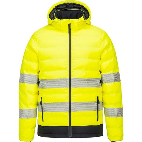 Wärmende Hochsichtbarkeits-Daunenjacke mit Ultraschall, Farbe: Gelb/Schwarz, Größe M - Portwest