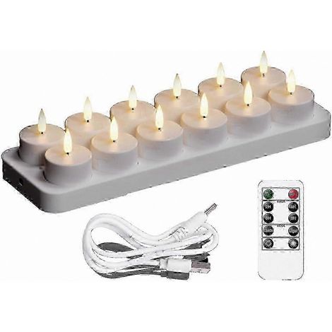 Bougies chauffe-plat LED rechargeables, lot de 12, longue durée de vie des piles (1/4)