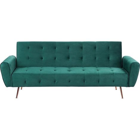 Schlafsofa 3-Sitzer SELNES Samtstoff Smaragdgrün (1/5)