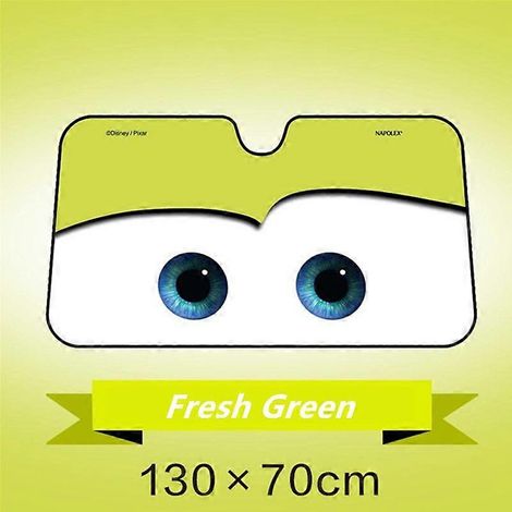 Accessoires pour voiture, housse de pare-soleil chauffante avec yeux de dessin animé, pare-soleil de pare-brise, protection solaire pour vitre de voiture, visière de pare-soleil auto verte (1/5)