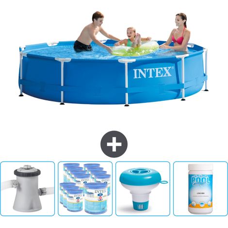 Intex Rundrahmen-Schwimmbecken – 305 x 76 cm – Blau – Inklusive Zubehör CB89