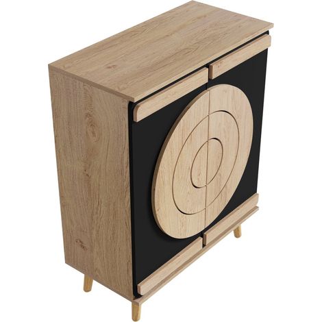 PLACARD Design Géométrique Circulaire MDF Noir 76.00 x 37.00 x 98.50 cm (1/5)