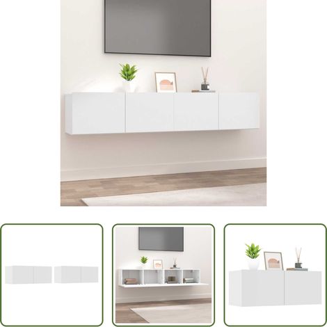 vidaXL Meuble tv blanc -  Meubles TV 2 pcs blanc 80x30x30 cm bois d'ingénierie (1/5)