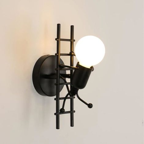HOXILEELEO - Applique Murale Interieur, Applique Murale Fer Moderne Lumière murales noire e27, pour Chambre D'enfants Couloir Restaurant (1/5)
