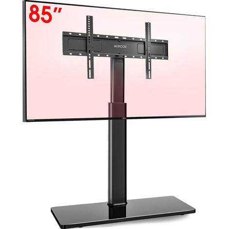 Support TV sur Pied Plus Haut 1,6m pour 43-85 Pouces,Pied pour TV Pivotant 50° Inclinable 12° Hauteur Réglable Max VESA 600x400mm Max Capacité 50 KG (Noir) (1/5)