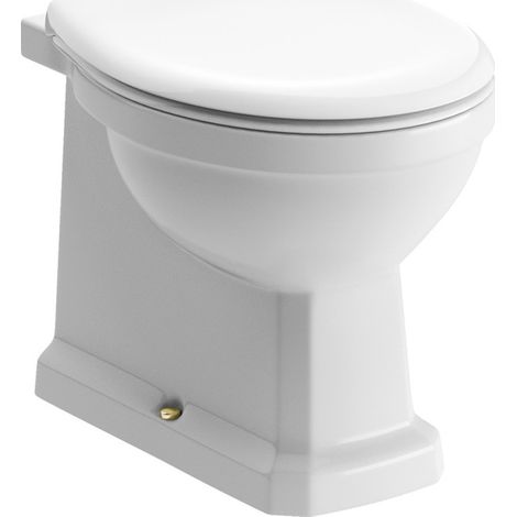 Signature Aphrodite Comfort Height Back to Wall Toilet - Soft Close Satin White Seat with Brushed Brass Hinges