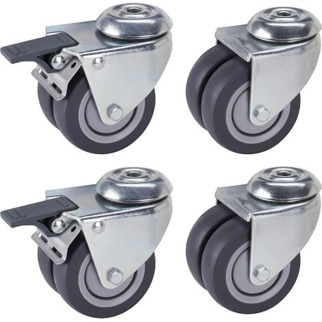Dörner + Helmer TPE Doppel-Lenkrollen Set für Möbel & Baustoffe mit Kugellager, Fadenschutz, 300 kg Traglast, Werkstatt & Haushalt, leise & flexibel (1/5)