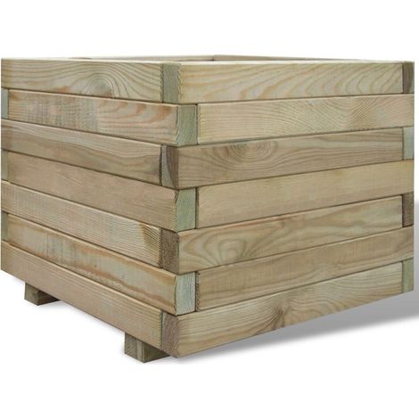 Fioriera rialzata per piante e fiori giardino 50 x 50 x 40 cm legno quadrato 020000940