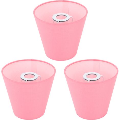 Lot de 3 abat-jour en tissu rose innovant, culot E14, avec cache-poussière pour lampe de chevet. (1/5)