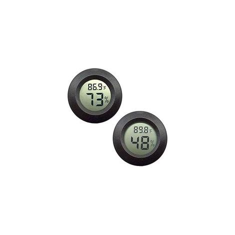 Mini Hygromètre Thermomètre Moniteur LCD Numérique Jauge d'Humidité Intérieure Extérieure pour Humidificateurs Déshumidificateurs Serre Sous-Sol Salle de Bébé Black-2pcs (1/4)