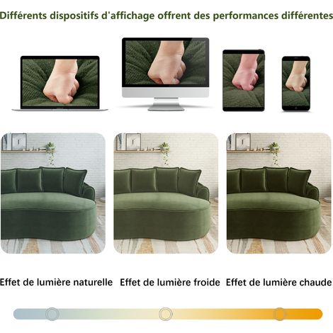 Canapé deux places nuage en chenille confortable, design sans cadre, chaise longue double extra-large, avec coussins, sans assemblage, pour salon, vert (1/5)