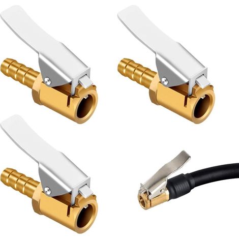 3 Pièces Embout de Gonflage Laiton, Clip de Pompe à Air, Raccord de Valve de Gonflage, Adaptateur de Valve de Pneu de Voiture, pour Pneu de Voiture ou Camion, Type barbelé, 6 mm