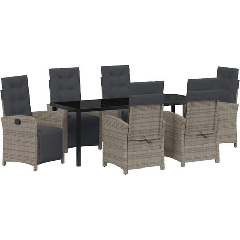 Maison Exclusive - Set da Pranzo per Giardino con cuscino 7 pcs Grigio polyrattan