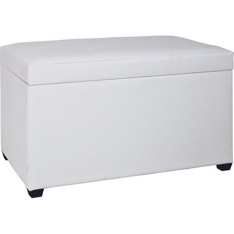 Banc de rangement en MDF, Polyuréthane blanc, Dim : L65 x P40 x H42 cm