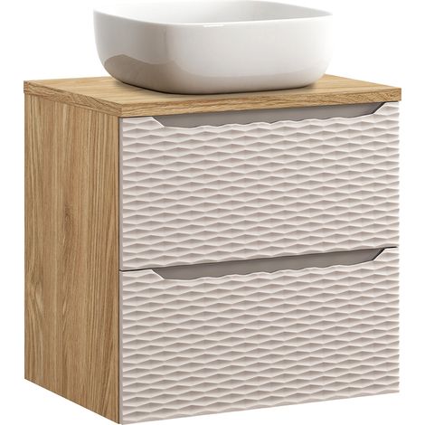 Meuble simple vasque 60cm Elora Beige et bois (1/5)