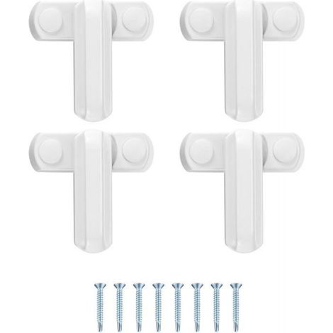 Lot de 4 verrous de fenêtre, bloqueur de châssis, limiteur de fenêtre, sécurité pour UPVC, PVC, portes, fenêtres - Blanc (1/4)