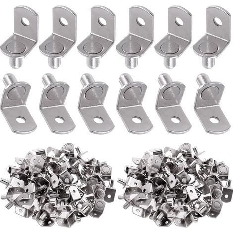 60 Pack 6mm L Shelf Pins with Hole Plated Steel for Holes on Bookcases, Cabinets and Entertainment Centers (1/5)