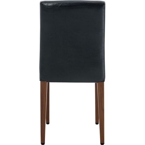 Lot de chaises 6 pièces revêtement cuir pu noir chaise repas à pieds métal aspect noyer style minimaliste (1/5)