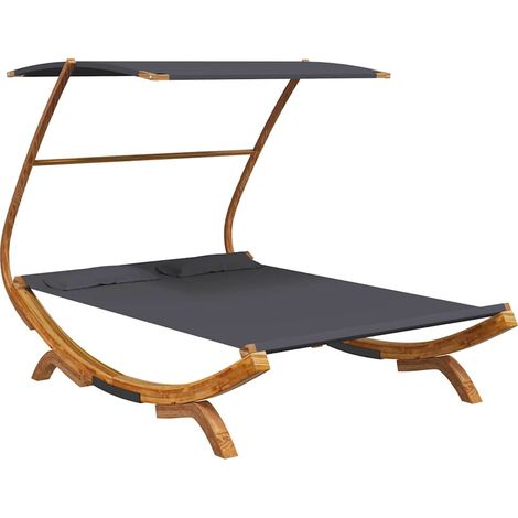 Maison Exclusive - Lit repos et auvent 165x203x138cm Bois courbé massif Anthracite (1/5)