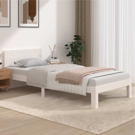 Cadre de lit sans matelas blanc bois de pin massif 90x200 cm (1/5)
