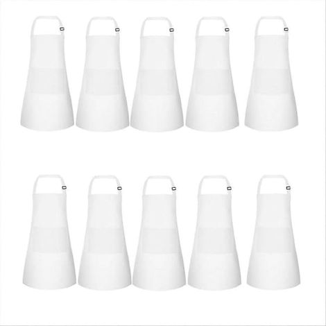 Bavoirs et accessoires pour l'alimentationLot de 10 tabliers pour enfants, tabliers ajustables avec 2 poches, blancs (1/5)