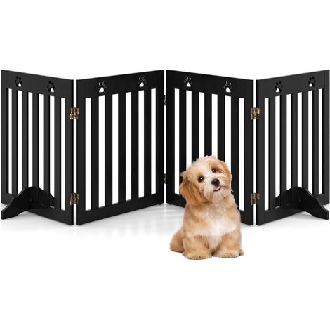 Puerta plegable para mascotas - 4 paneles, MDF, 203 x 60 cm, marrón (1/5)